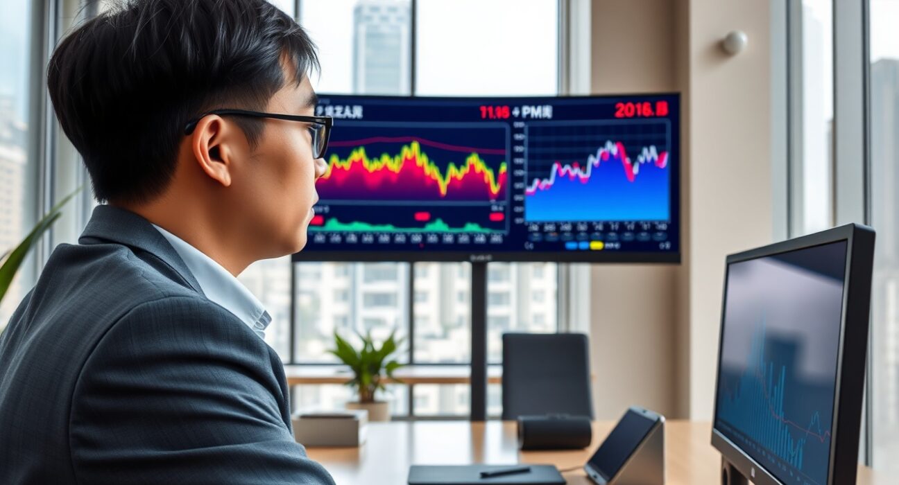 Analyst reviewing China Services PMI data showing economic trends and business activity indicators