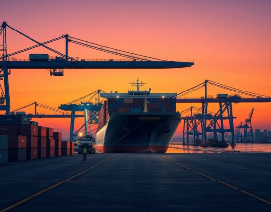 China trade surplus analysis showing port activity and economic implications