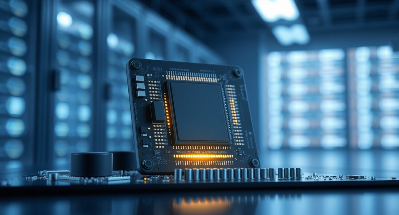 CHIP token cryptocurrency rally represented by a glowing AI processing chip on a circuit board.