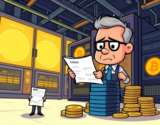 A cartoon illustration showing Cipher Mining's Q2 financial performance, highlighting their Bitcoin mining operations and significant BTC holdings.