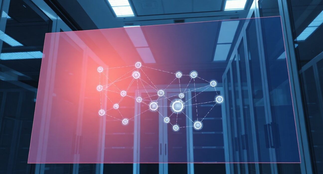 Holographic blockchain display with privacy overlay in a modern data center