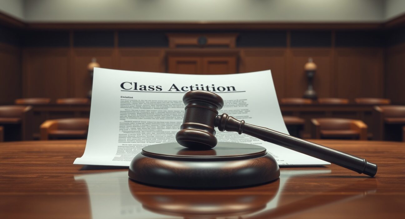 Legal document and gavel representing the Circle class-action lawsuit over the Drift protocol hack