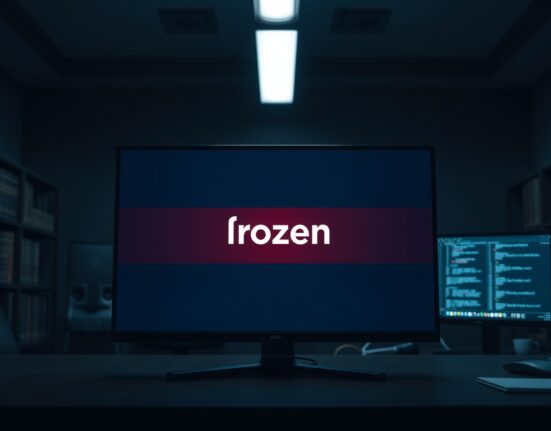 Frozen cUSDC smart contract interface on a computer screen in a legal office setting