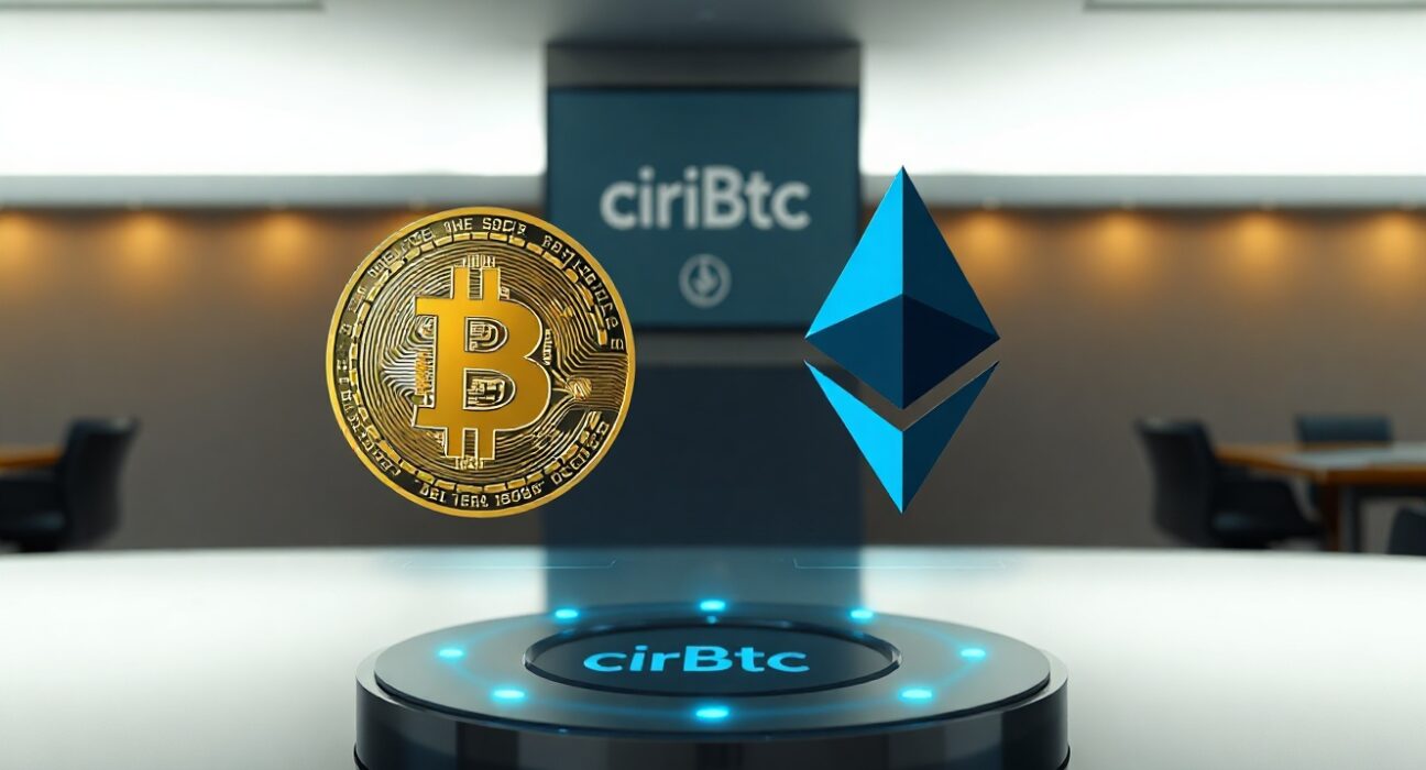 Circle's new cirBTC wrapped Bitcoin token displayed on a digital interface with Ethereum and Bitcoin branding