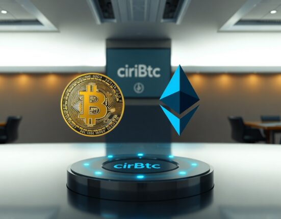Circle's new cirBTC wrapped Bitcoin token displayed on a digital interface with Ethereum and Bitcoin branding