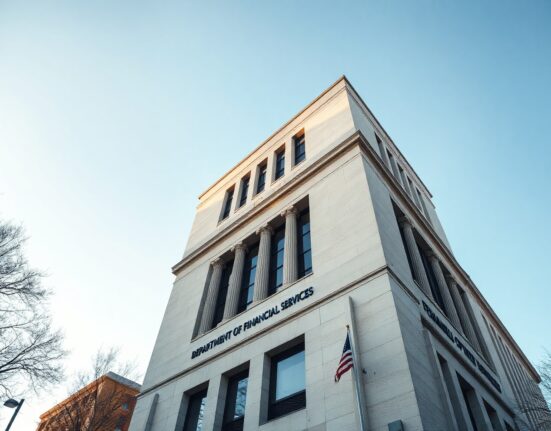 New York State Department of Financial Services building exterior under clear sky