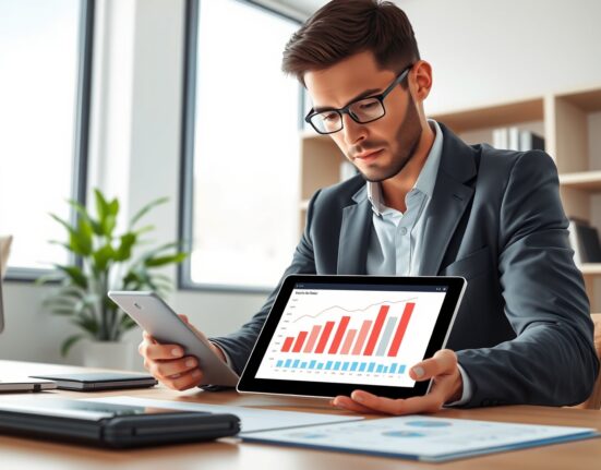 Financial analyst reviews data showing USDC stablecoin volume surpassing Tether, reflecting Mizuho's raised Circle price target.