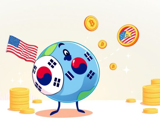 Strategic illustration of Circle expanding USDC stablecoin operations into the South Korean market.