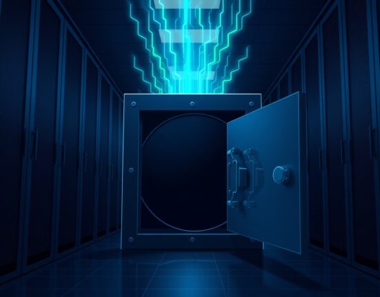 Digital vault security breach representing the Circle USDC swap controversy during the Drift hack.