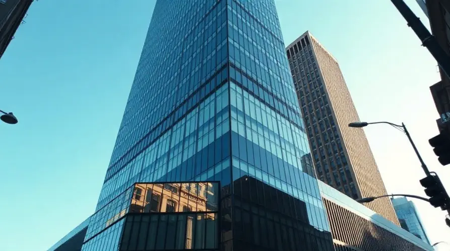 Modern financial district office towers representing Citi and Coinbase's new stablecoin payments partnership