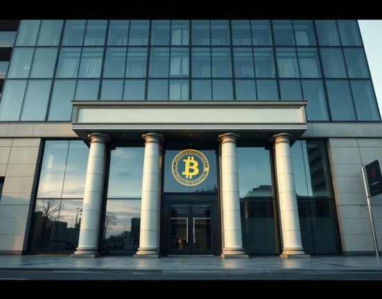 Citi bank building with subtle digital asset elements, representing its upcoming crypto custody service