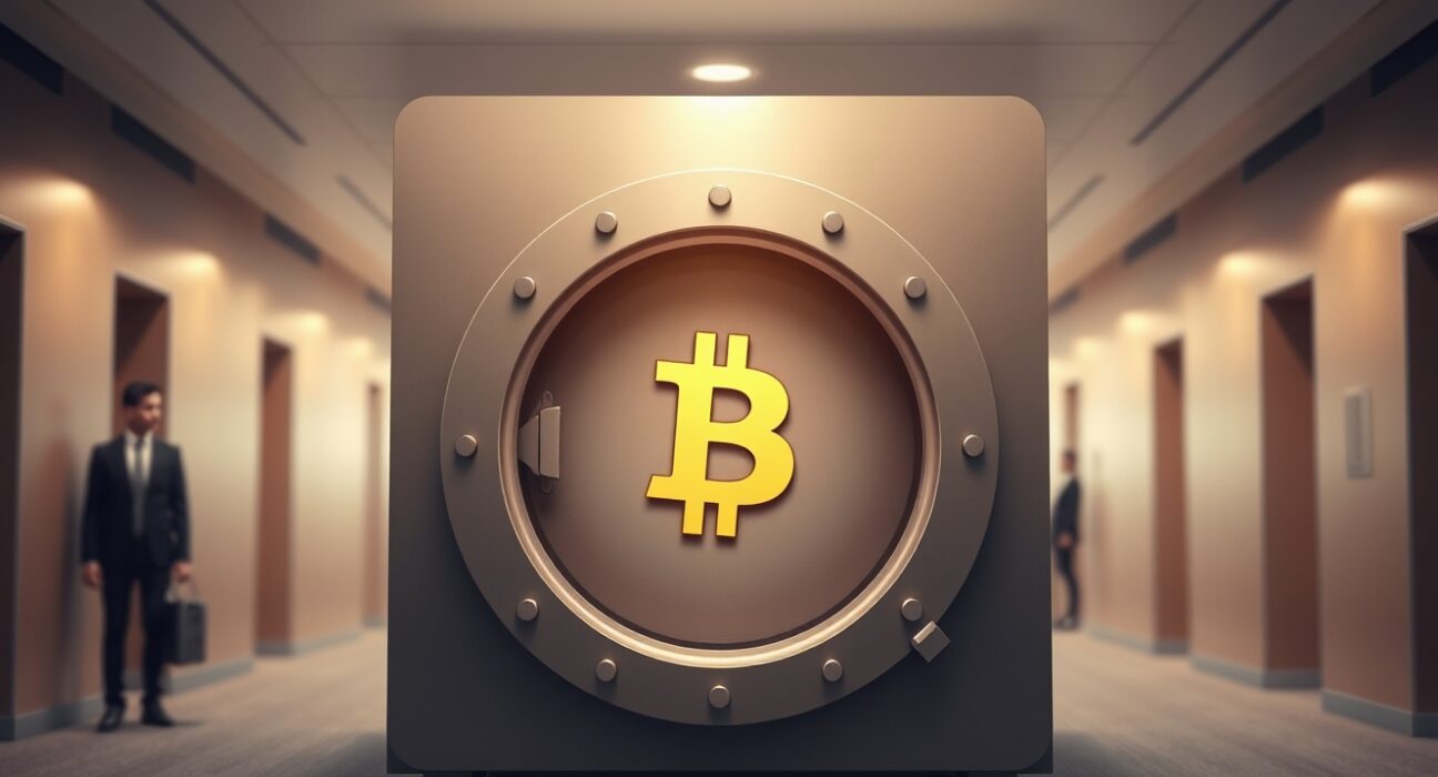 Secure vault door with Bitcoin symbol representing Citrea's ctUSD Pre-Deposit Vault launch