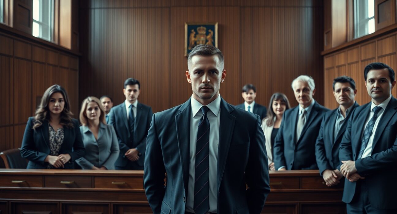 UK courtroom scene with Olympic sprinter CJ Ujah and co-defendants at a criminal hearing for cryptocurrency fraud