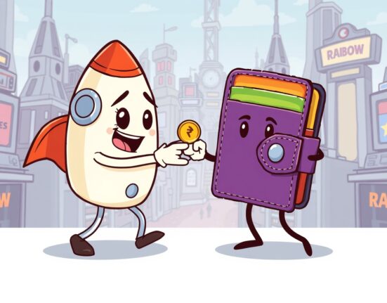 An illustration showing Clanker's decisive rejection of the Rainbow wallet's acquisition offer, highlighting the unexpected turn in crypto deals.