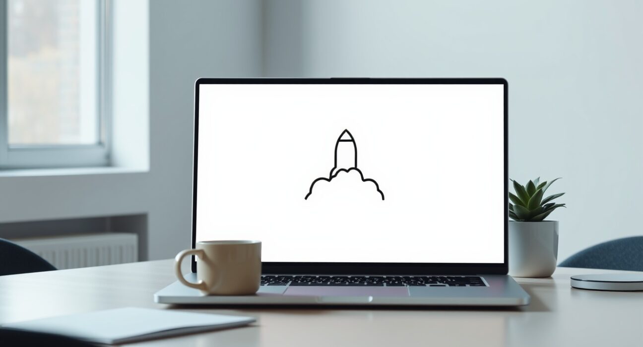 Minimalist desk setup with laptop representing Clanker founder departure