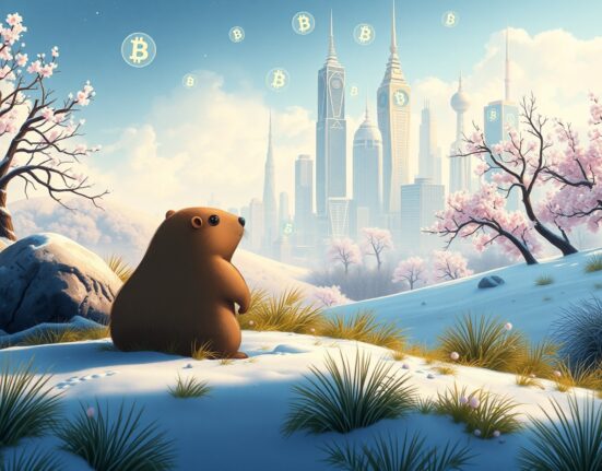 CLARITY Act's potential impact on crypto winter and market transformation visualized through symbolic landscape