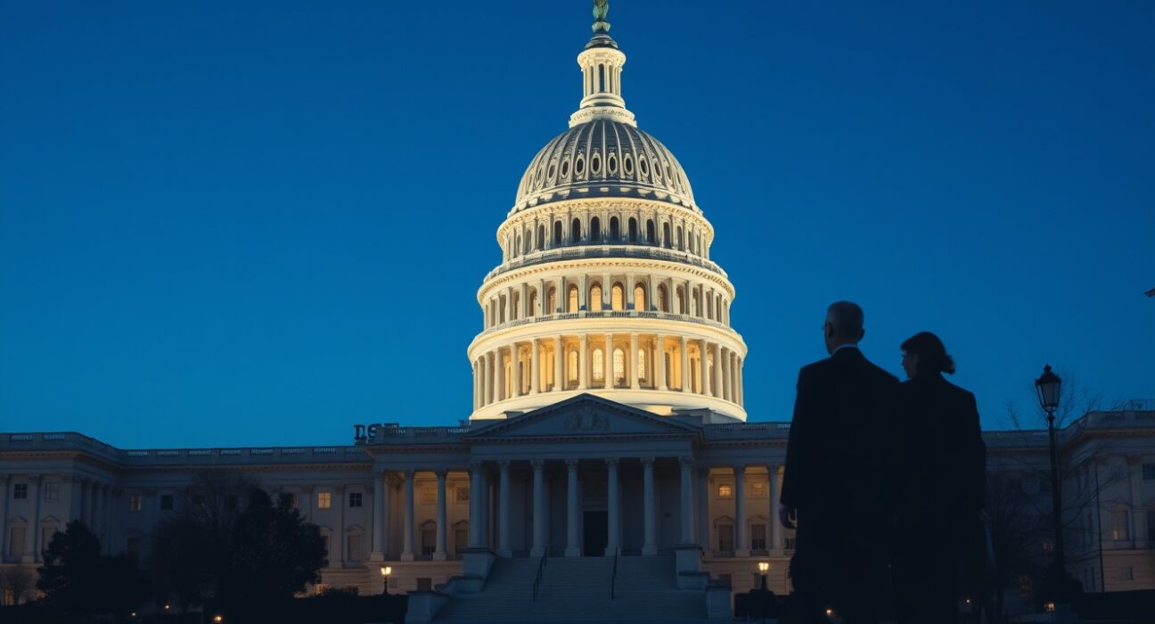 US Capitol building representing CLARITY Act cryptocurrency bill deliberation and delay in Senate.