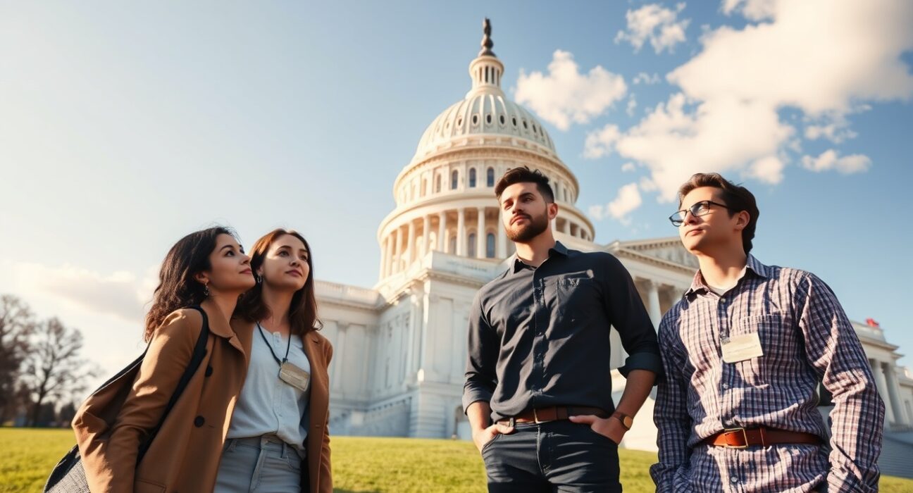 US Capitol Building with blockchain developers symbolizing CLARITY Act developer protections legislation