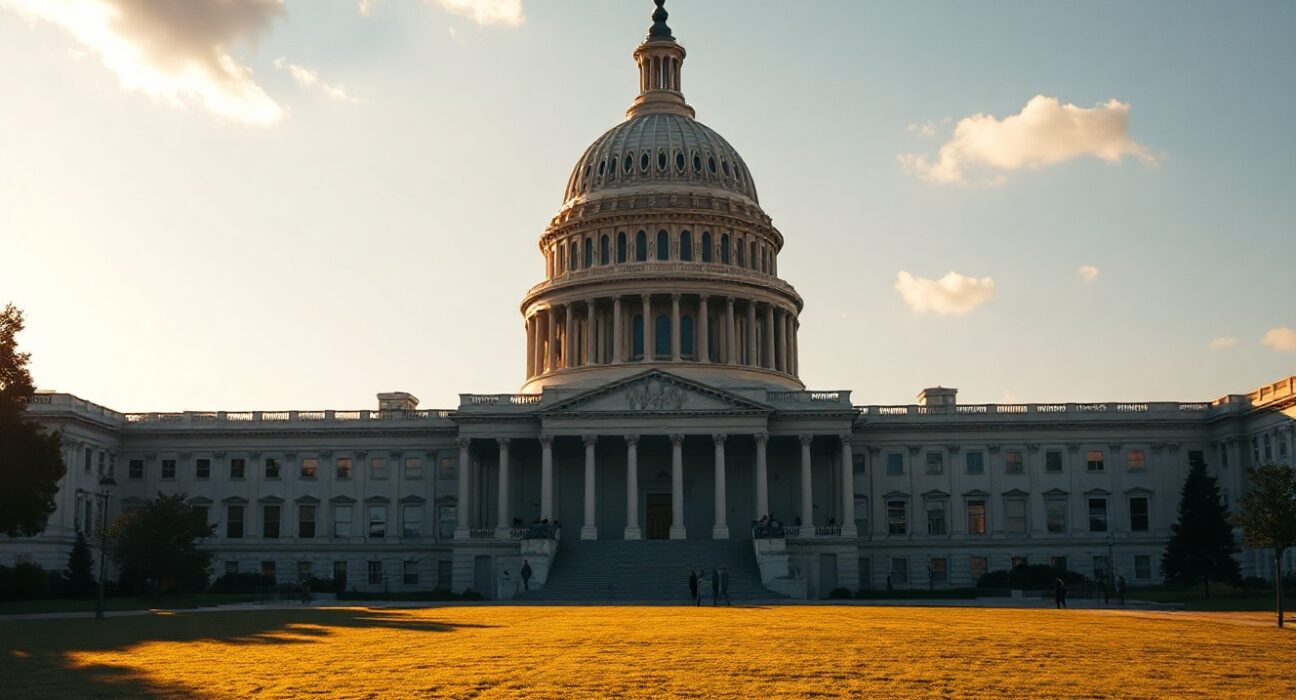 US Capitol Building on a sunny afternoon, symbolizing ongoing legislative work on the CLARITY Act.