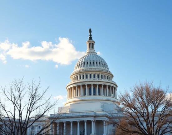 The United States Capitol building, representing the delayed Senate review of the Clarity Act cryptocurrency bill.
