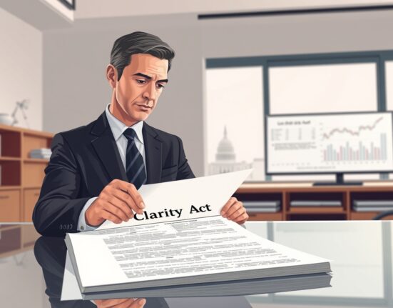 Financial analyst reviews the Clarity Act legislation, highlighting the challenges for cryptocurrency regulation.