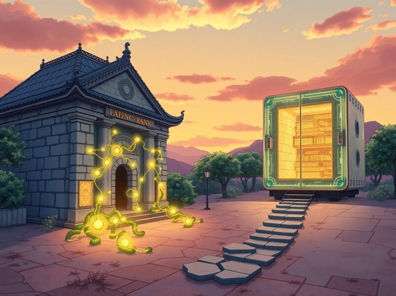 CLARITY Act bridging traditional finance and digital tokenization in a hopeful future landscape.