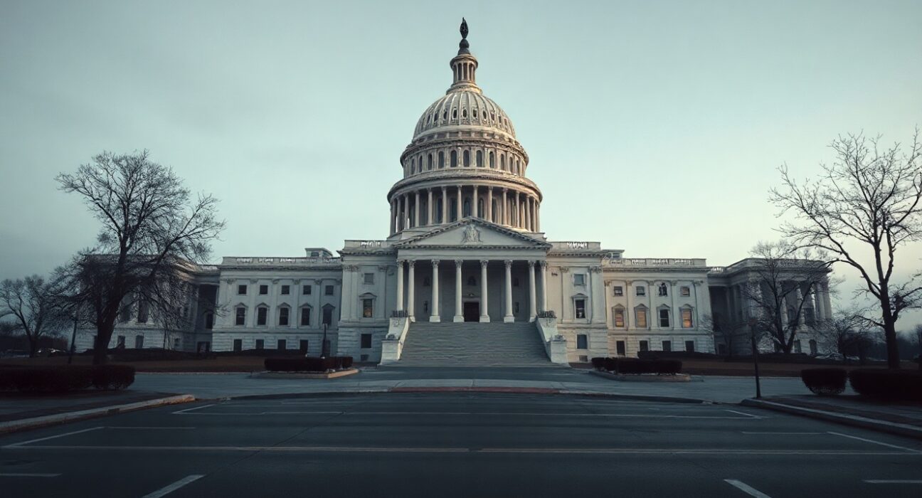 US Capitol building under overcast sky, symbolizing legislative uncertainty