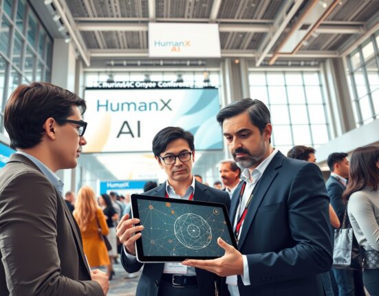 Technology professionals discussing Claude AI at the HumanX conference in San Francisco