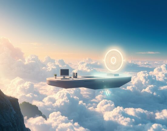 Claude Code voice mode enabling developers to code through spoken commands in a futuristic workspace