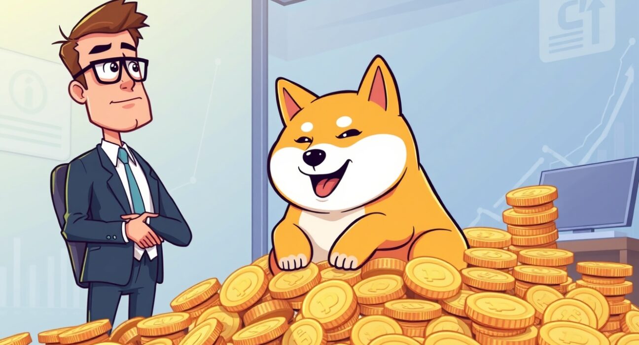 A corporate entity celebrates its substantial Cleancore Dogecoin holdings, signifying a bold move into the cryptocurrency market.