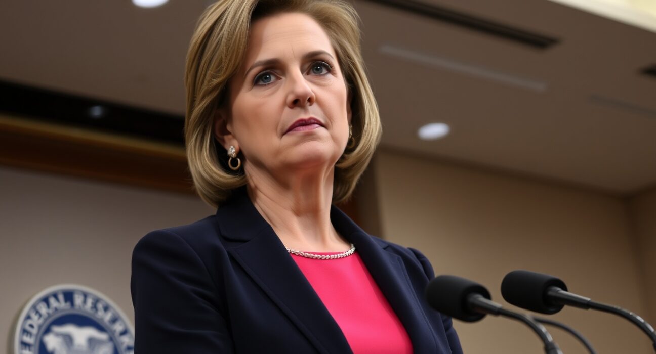 Federal Reserve Bank of Cleveland President Beth Hammack speaking at a press conference