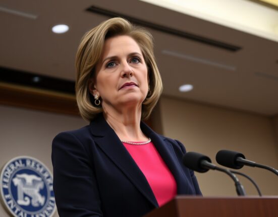 Federal Reserve Bank of Cleveland President Beth Hammack speaking at a press conference
