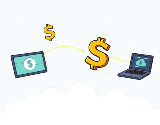 Cartoon showing Cloudflare's new Netdollar stablecoin enabling swift and secure cross-network transactions across digital platforms.