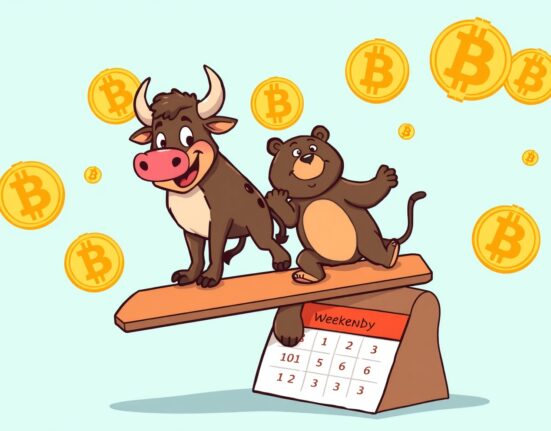 A cartoon illustrating the crucial CME Bitcoin futures gap concept with market characters.