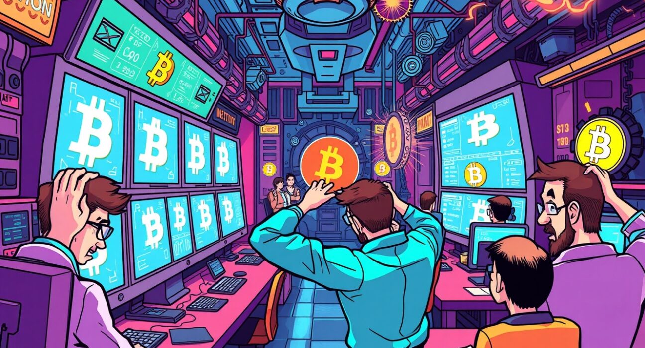 CME Bitcoin futures trading halted on chaotic trading floor with frozen screens