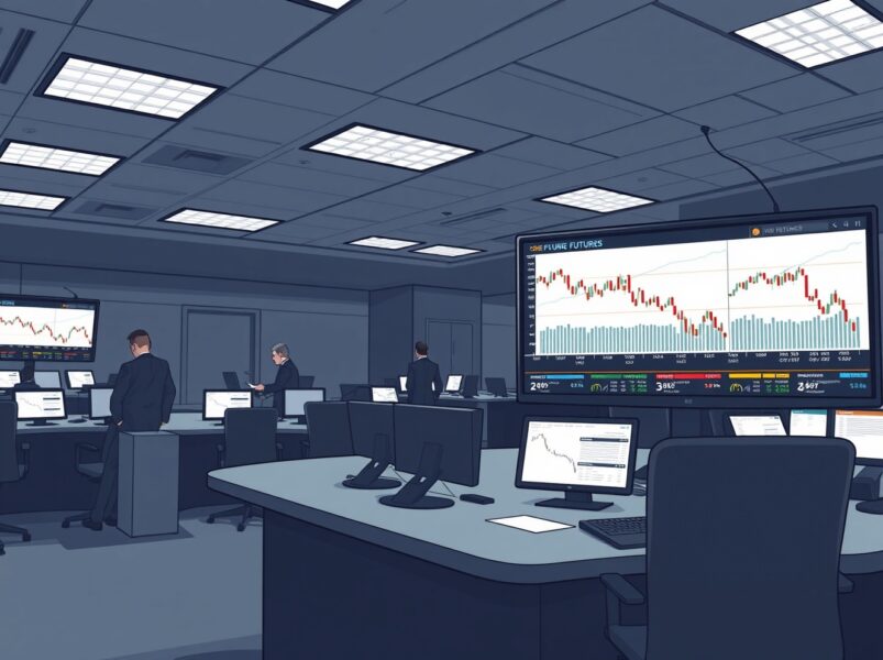 Analysis of declining CME Bitcoin futures volume on a professional trading floor, reflecting reduced institutional activity.
