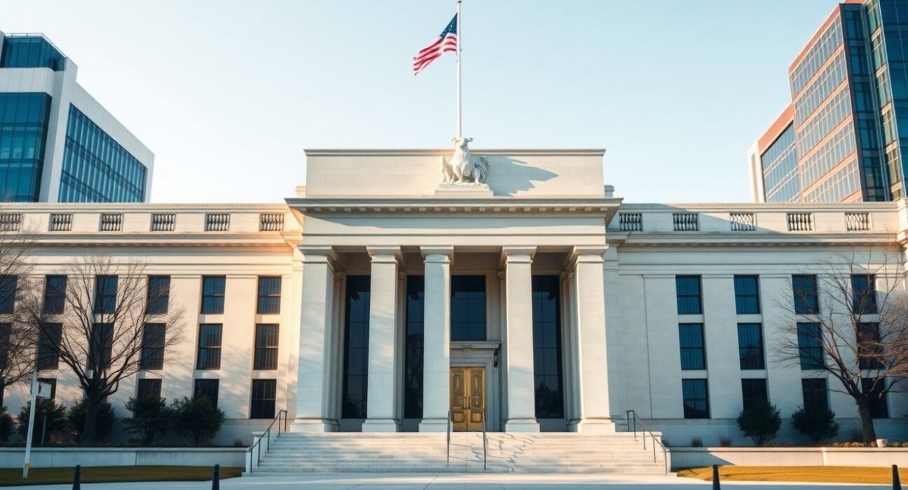 The Federal Reserve building representing the April FOMC meeting and potential interest rate hold.