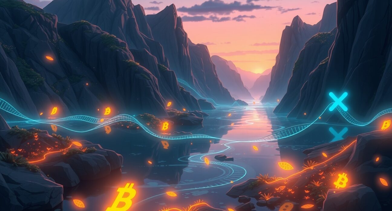 CME Group's record-breaking $25 billion daily crypto open interest visualized as a data stream.