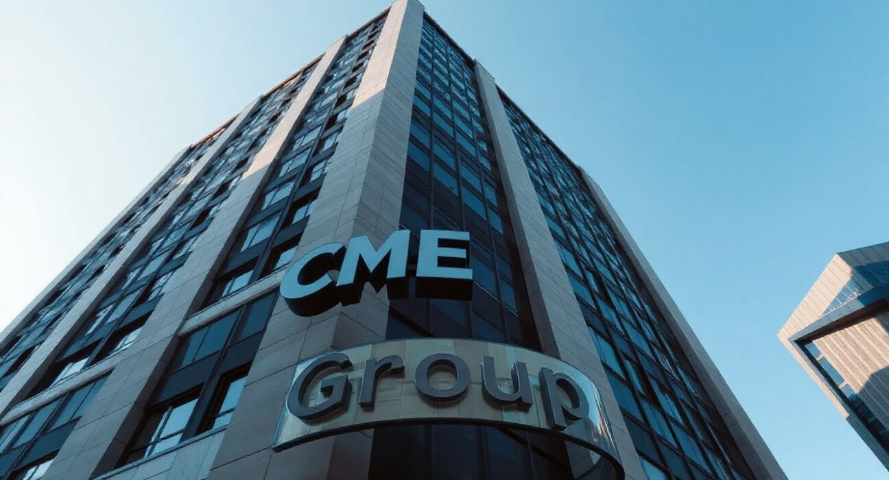 Exterior of CME Group headquarters in Chicago on a clear day