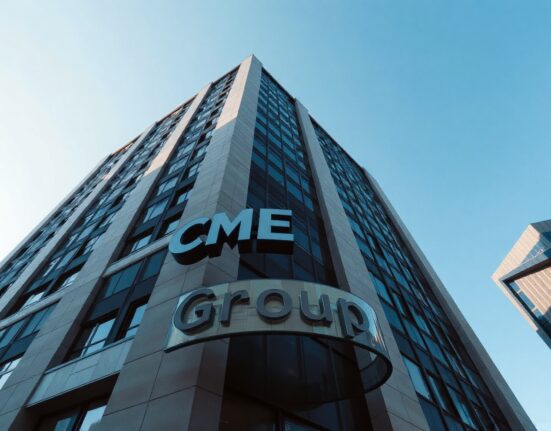 Exterior of CME Group headquarters in Chicago on a clear day