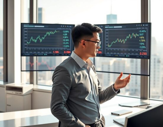 Financial analyst examines Chinese yuan exchange rate data and economic indicators for currency policy analysis