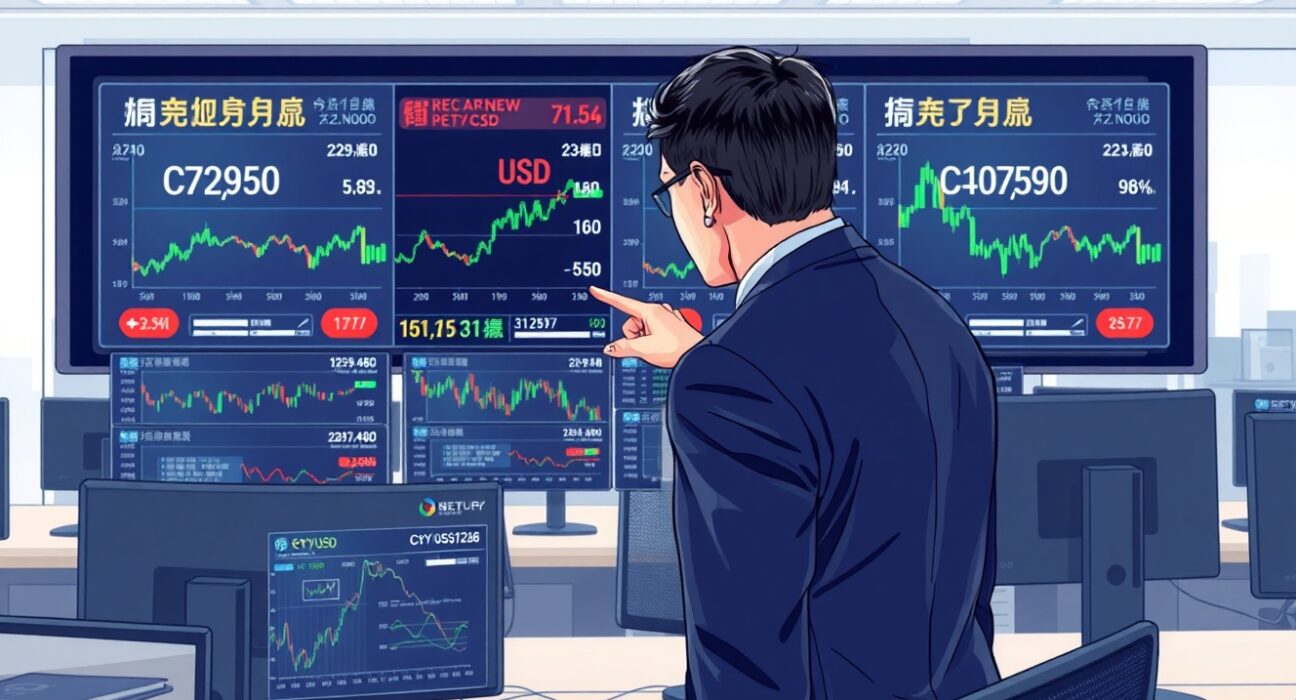 Financial analyst examines CNY exchange rate charts showing PBOC fixing impact on renminbi stability.