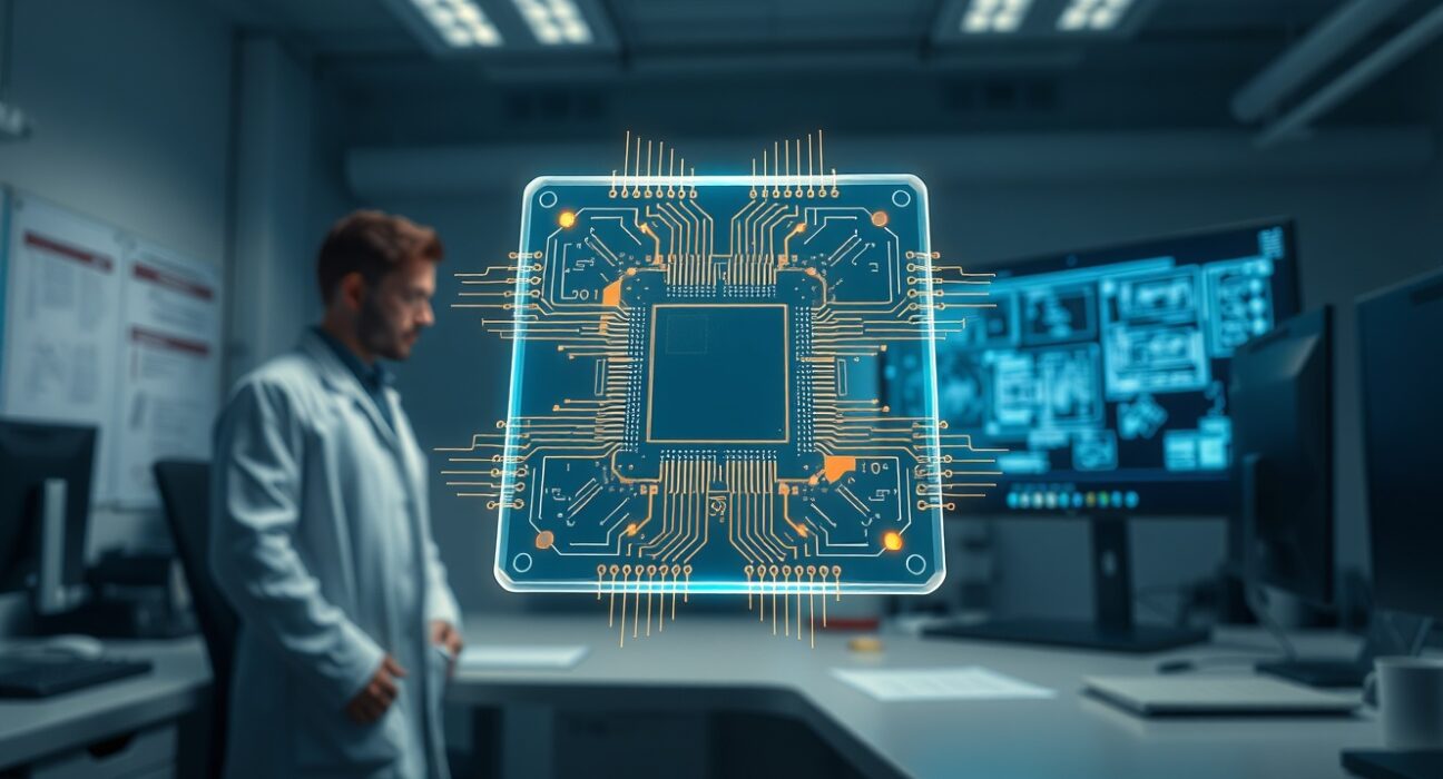 AI designing semiconductor chips in advanced engineering lab for Cognichip funding announcement
