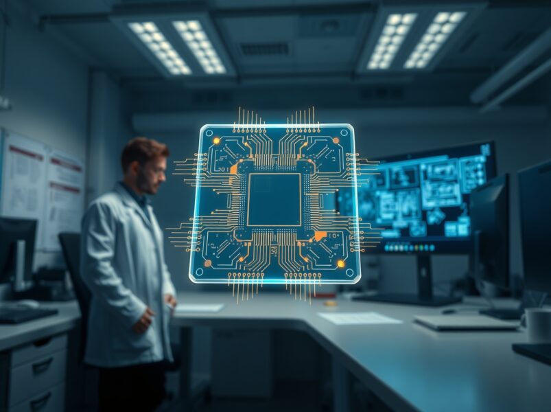 AI designing semiconductor chips in advanced engineering lab for Cognichip funding announcement