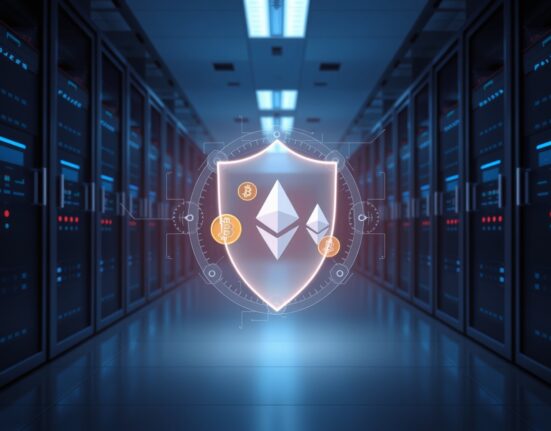 AI-protected cryptocurrency security system representing Coinbase and Anthropic collaboration against digital threats