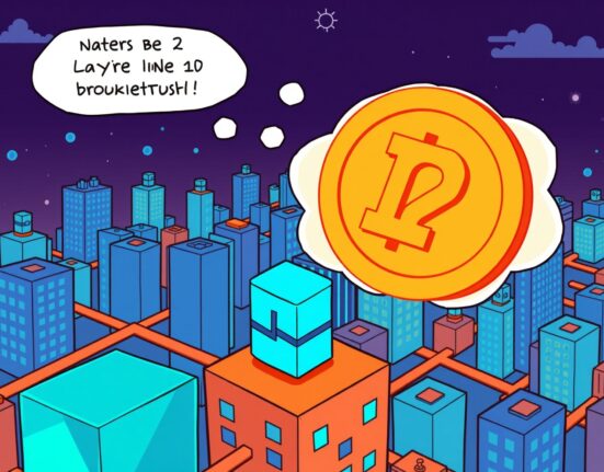 A cartoon illustration depicting the current Base token plans, showing uncertainty around a native token launch for Coinbase's Layer 2 network.