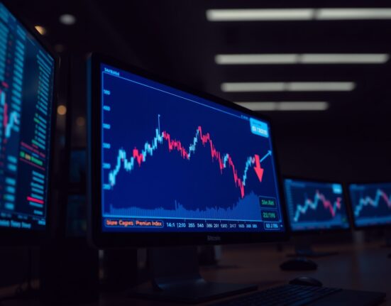 Bitcoin price chart showing negative Coinbase Premium Index indicating weaker US demand