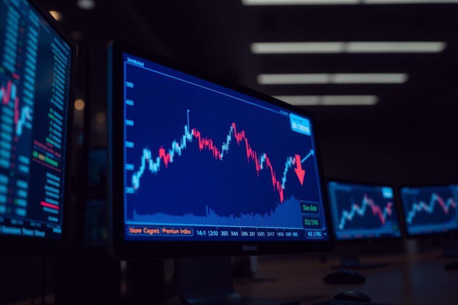 Bitcoin price chart showing negative Coinbase Premium Index indicating weaker US demand