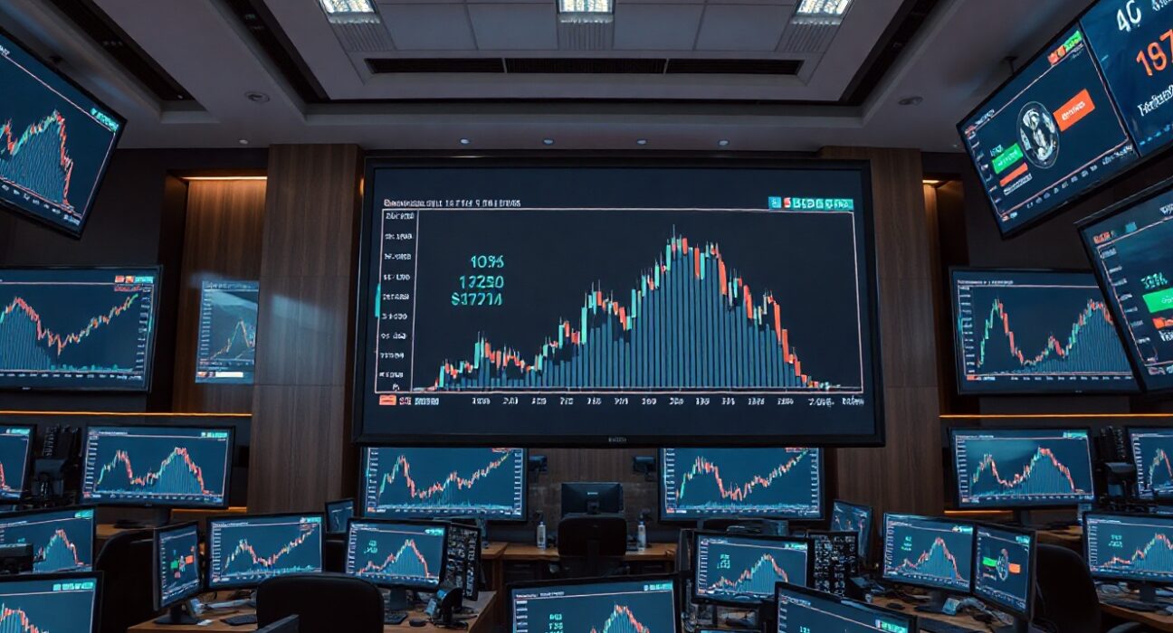 Bitcoin price chart on a trading screen showing negative premium on Coinbase