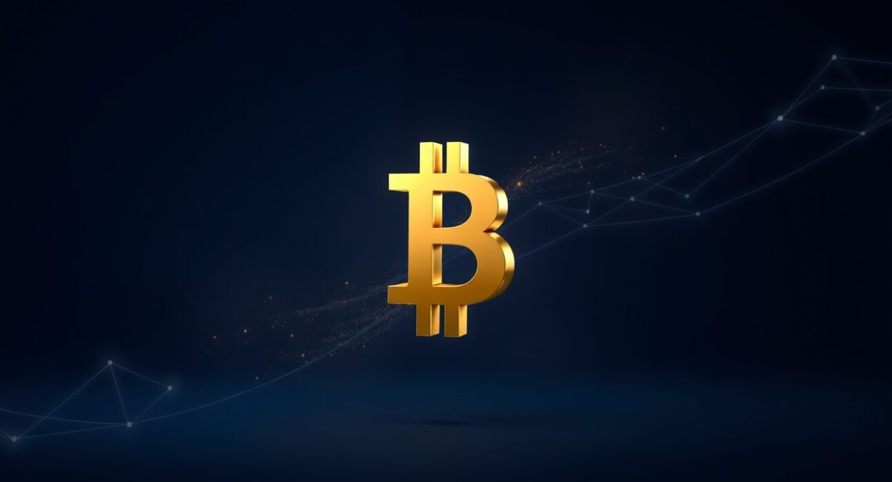 Conceptual visualization of a major Bitcoin transaction from a crypto exchange to a private wallet.